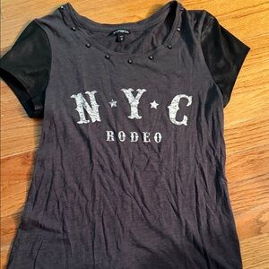Express NYC Rodeo Graphic Tee with Black Sleeves